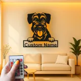 Insegna in metallo LED personalizzata Schnauzer regalo per amanti dei cani decorazione per soggiorno