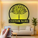 Décoration murale en métal personnalisée Libellule avec Design Floral et Rétroéclairage LED Cadeau pour Amoureux de la Nature Décor de Jardin