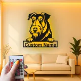 Décoration murale en métal personnalisée Schnauzer LED pour un cadeau pour les amoureux des chiens