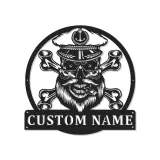 Letrero LED de Calavera Pirata Personalizado | Decoración Mural de Metal Personalizada | Decoración Náutica para Man Cave | Regalo de Huesos de Marinero