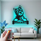 Décoration murale en métal personnalisée avec chien terrier et rétroéclairage LED - Cadeau pour amoureux des animaux
