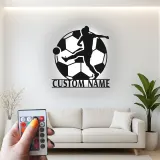 Cartel LED de Jugador de Fútbol Personalizado | Decoración Mural de Metal Personalizada | Decoración de Habitación de Adolescentes y Regalo Deportivo para Atletas
