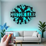 Insegna in metallo LED a pom pom di cheerleading regalo personalizzato per cheerleader decorazione camera o sala giochi