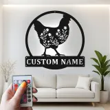 Cartel de metal LED Silueta de Pollo Personalizado Regalo de Granja Decoración de Cocina o Jardín
