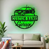 Personalisierte LED-beleuchtete Metall-Wandkunst für die Garage – Geschenk für Autofans, Garagen-Dekoschild