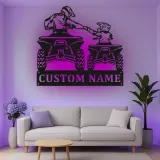 Insegna in metallo LED personalizzata per motociclisti ATV - Regalo personalizzato per appassionati di outdoor, decorazione per man cave o garage