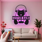 Personalisiertes Schaf LED Metall-Wandkunst für das Kinderzimmer – Geschenk für die Farmtier-Dekoration im Schlafzimmer