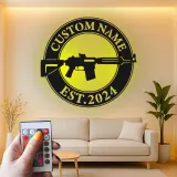 Custom Rifle LED Metal Sign | Personalized Gun Owner Wall Art | Man Cave & Gun Room Decor | Hunter Gift