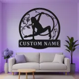 Cartel LED personalizado de gimnasia artística | Decoración mural de metal personalizada para habitación de niña | Decoración de aro aéreo