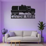 Insegna in metallo LED per camion cisterna | Insegna da parete personalizzata per ufficio | Decorazione industriale personalizzata per camionisti e logistica
