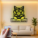Personalisierte LED-Metall-Wandkunst mit Katze – Geschenk für Katzenliebhaber für Wohn- oder Schlafzimmer 1