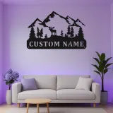 Cartel de metal con alce personalizado con LED | Decoración mural de montaña personalizada | Decoración rústica para cabaña y regalo para amantes del aire libre