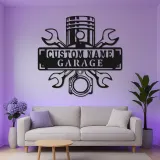 Insegna LED personalizzata per garage | Arte murale in metallo personalizzata | Decorazione officina meccanica e regalo per papà