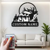 Décoration murale en métal personnalisée pour la chasse au cerf avec rétroéclairage LED, cadeau personnalisé pour les chasseurs, décoration de cabane rustique 3