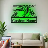 Décoration murale en métal personnalisée avec ptérodactyle et rétroéclairage LED - Cadeau dinosaure pour chambre d'enfants ou salle de jeux