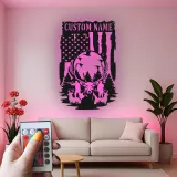 Décoration murale en métal personnalisée pour chasseurs de cerfs avec rétroéclairage LED - Cadeau personnalisé pour chasseurs - Décor de cabane rustique