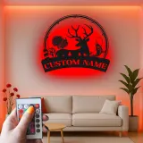 Insegna in metallo LED personalizzata per caccia e pesca, regalo per amanti dell'outdoor, decorazione per baita o man cave