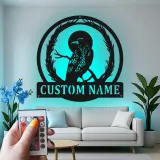 Insegna in metallo Raven personalizzata con LED | Arte murale gotica per uccelli | Decorazione rustica per cabina, soggiorno o ufficio