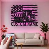 Insegna in metallo LED personalizzata a tema camion ribaltabile regalo per appassionati di camion decorazione per garage o man cave 5