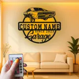 Cartel de metal LED de coche deportivo personalizado Regalo para el garaje para entusiastas de coches Decoración de man cave 8