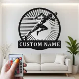Custom Runner Name Sign | LED Metal Wall Art for Gym & Home | Personalized Track Athlete Gift | Sprint Silhouette Decor
