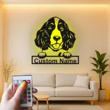 Cartel de metal LED de Springer Spaniel personalizado, regalo para amantes de perros, decoración de sala de estar