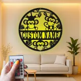 Cartel de nombre de mono personalizado | Arte mural de metal LED para guardería | Decoración de animales de la jungla para la habitación infantil | Regalo de baby shower personalizado