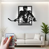 Personalisierte Hockey Spieler LED-Schild | Individuelle Metall-Wandkunst | Spielzimmer Dekor | Geschenk für Athleten