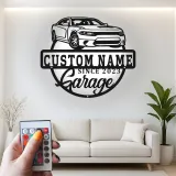 Panneau de garage LED personnalisé | Décoration murale en métal personnalisée | Décor automobile | Cadeau pour mécanicien