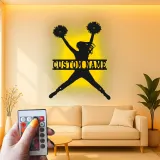 Insegna in metallo LED a silhouette di cheerleader personalizzata regalo per appassionati di cheer decorazione camera