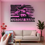 Custom Moose LED Metal Wall Art | Personalized Rustic Cabin Decor | Lighted American Flag Wildlife Sign | Hunter Gift