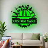 Cartel de metal personalizado con luz LED de herramientas de construcción, regalo personalizado para la decoración de talleres o garajes