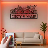 Panneau en métal personnalisé Cactus avec LED | Décoration murale succulente personnalisée pour entreprise | Décor botanique boho désert pour salon ou studio