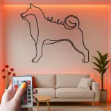 Shiba Inu LED-Wandkunst | Individuelle Metall-Silhouette eines Hundes | Minimalistisches Japandi-Hausdekor Geschenk für Tierliebhaber
