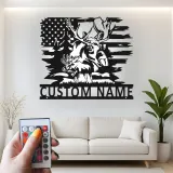 Personalisiertes Elch-Metallschild | LED-Schild mit amerikanischer Flagge | Rustikale Hütten-Dekoration für Jäger & Wildtierliebhaber