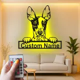 Décoration murale en métal personnalisée avec Doberman Pinscher et rétroéclairage LED - Cadeau pour les amoureux des chiens