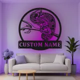 Cartel de metal personalizado con luz LED de camaleón, regalo único para amantes de reptiles, decoración única para salón