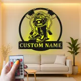 Cartel LED de Bombero Personalizado | Decoración Mural de Metal Personalizada | Decoración de Departamento de Bomberos y Regalo para Bombero