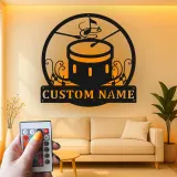 Insegna in metallo LED personalizzata per batteria, regalo per amanti della musica, decorazione per sala band personalizzata
