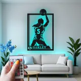 Cartel de metal LED personalizado de jugador de baloncesto - Regalo deportivo para atletas - Decoración de sala de juegos 2