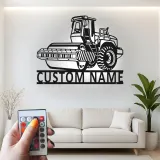 Señal de rodillo de carretera personalizada | Arte mural de metal personalizado | Decoración de equipo pesado para garaje o man cave | Luz LED de vehículo de construcción