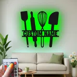 Custom Baking Utensils LED Metal Sign | Personalized Kitchen Decor | Baker Gift & Chef Wall Art