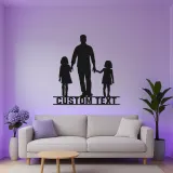 Cartel Personalizado para Padre e Hijas | Arte de Metal LED | Regalo Personalizado para Papá de Hijas | Decoración de Hogar Familiar