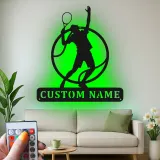 Arte murale in metallo per giocatore di tennis personalizzata | Insegna LED personalizzata per sala giochi | Regalo decorativo per atleta