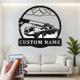 Cartel de metal LED de camión de grúa personalizado, regalo para entusiastas de la construcción, decoración para garaje u oficina