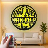 Custom Llama Desert Scene Led Light Metal Wall Art Personalized Gift for Llama Lovers Living Room or Nursery Decor