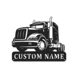 Personalized Trucker Sign with LED | Custom Semi Truck Metal Wall Art | Big Rig Decor for Man Cave, Garage | Gift for Husband