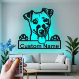 Insegna in metallo personalizzata con luce LED per Jack Russell Terrier, regalo per mamma di cane, decorazione per soggiorno