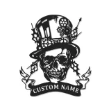Insegna in metallo LED Teschio Steampunk | Insegna con Nome Personalizzato per Man Cave | Decorazione per Stanza di Gioco Gotica con Cappello a Cilindro e Ingranaggi