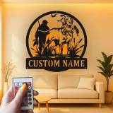 Duck Hunting Metal Sign | Personalized Labrador Retriever LED Wall Art | Custom Hunter Name Plaque for Cabin & Lodge Decor